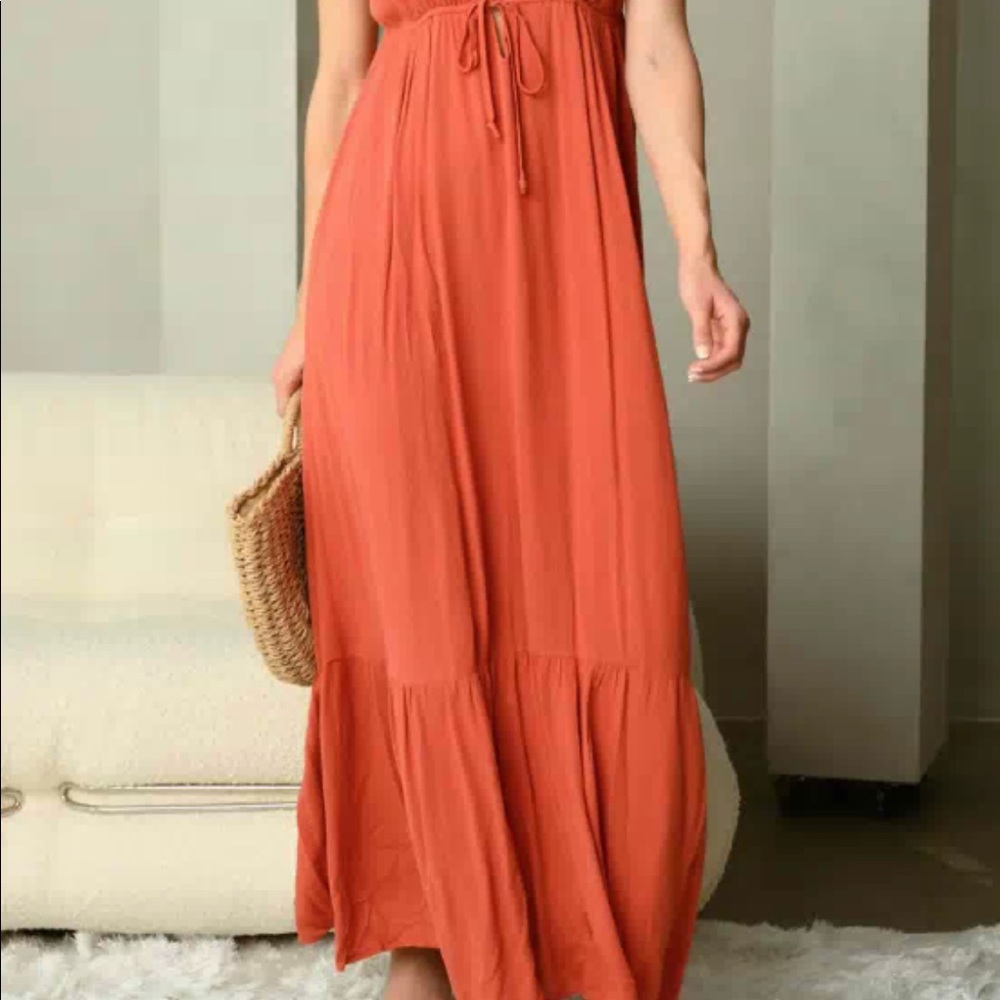 #32 V-NECK FRONT TIE MAXI DRESS - Picture 5 of 5